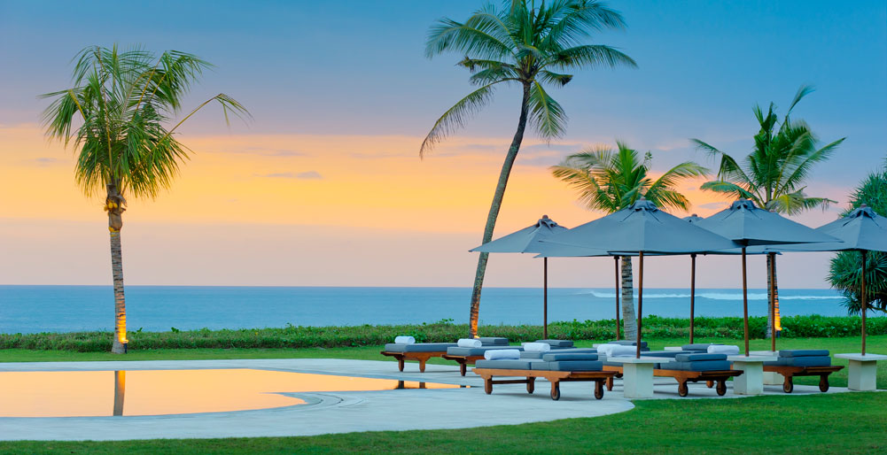 Atas Ombak -  Sunset over the pool
